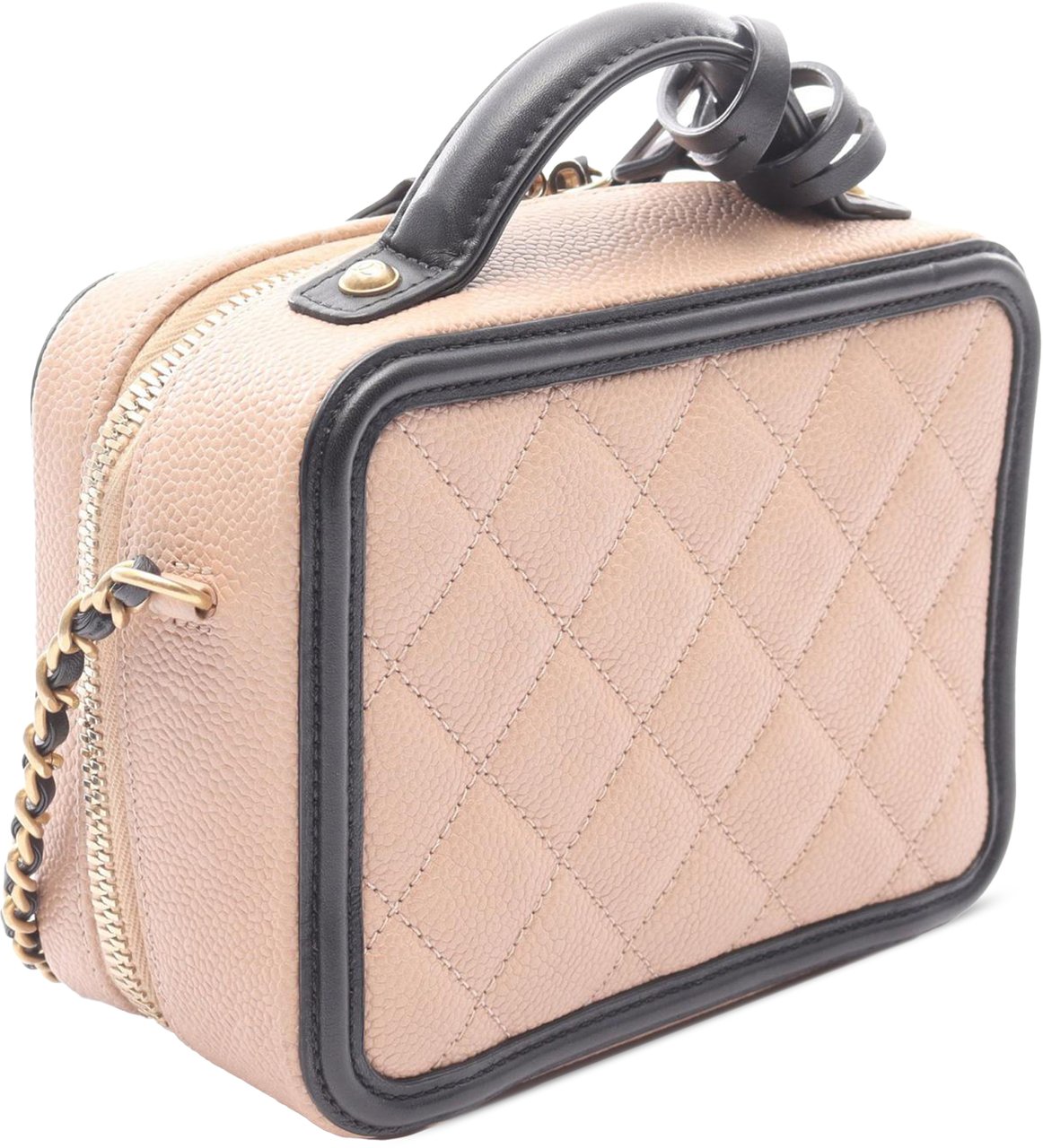 Chanel Small Caviar CC Filigree Vanity Case Bruin