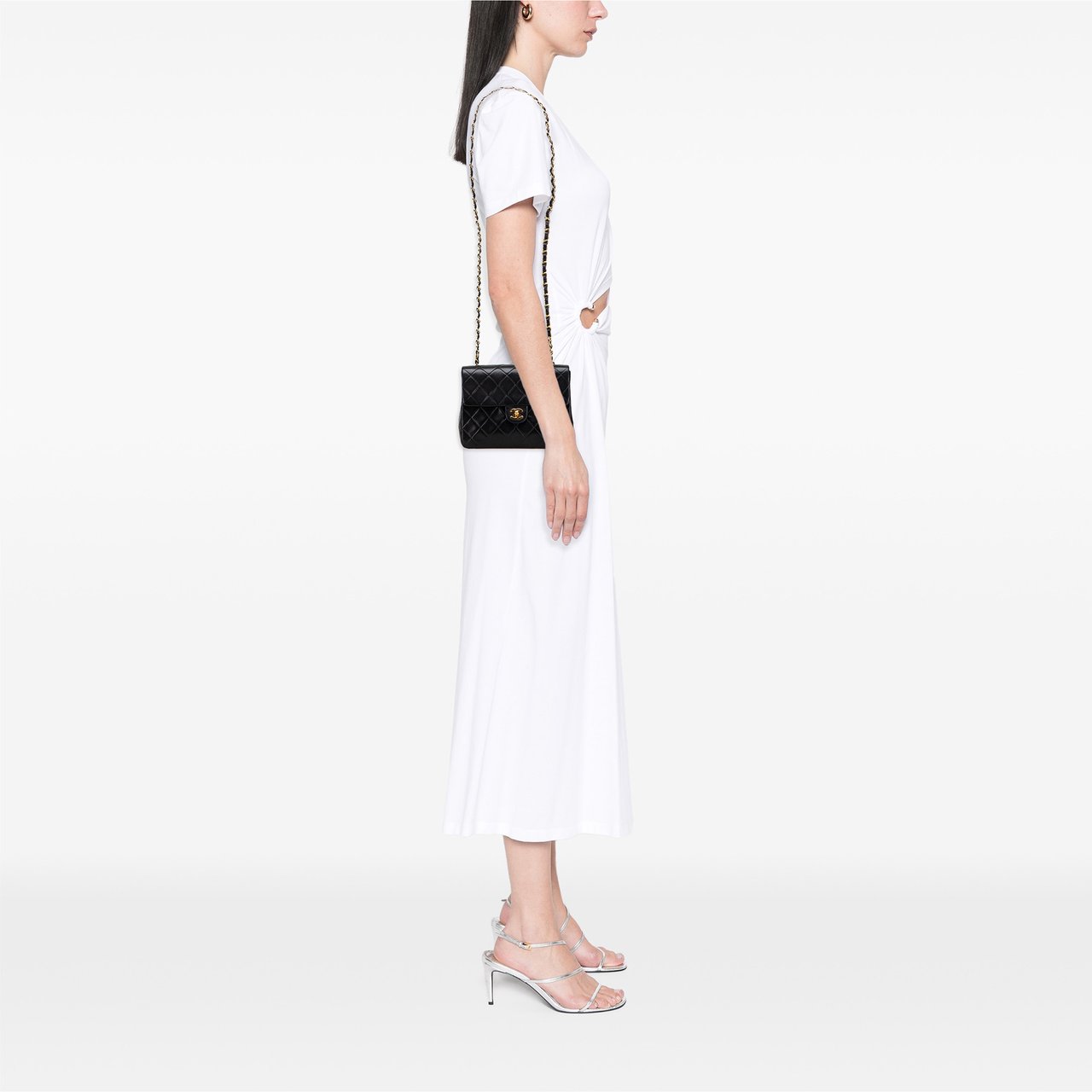 Chanel Small Square Quilted Lambskin Flap Zwart