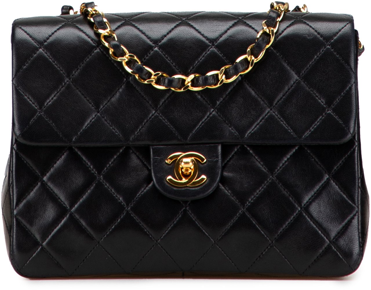 Chanel Small Square Quilted Lambskin Flap Zwart