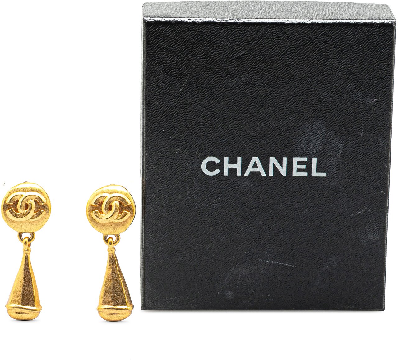 Chanel Gold Plated CC Teardrop Clip On Earrings Goud