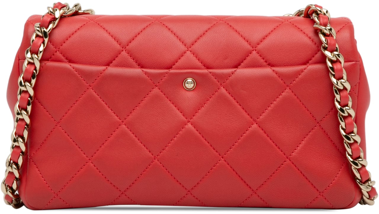 Chanel Small Lambskin Elegant Chain Single Flap Rood