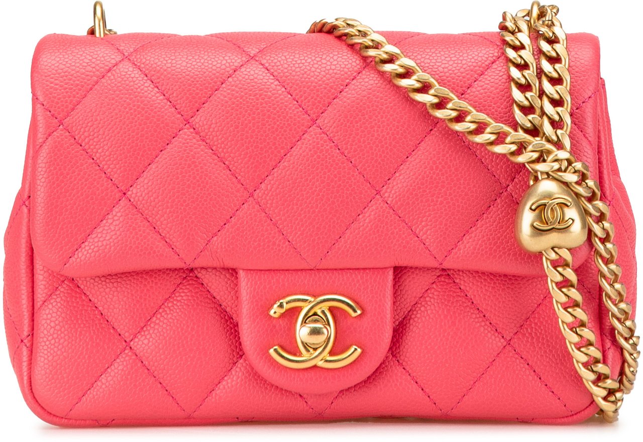Chanel Mini Quilted Caviar Sweetheart Flap Roze