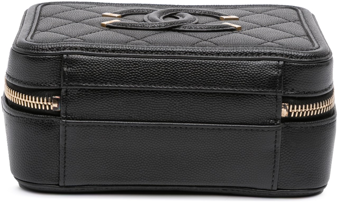 Chanel Small Caviar Filigree Vanity Case Zwart