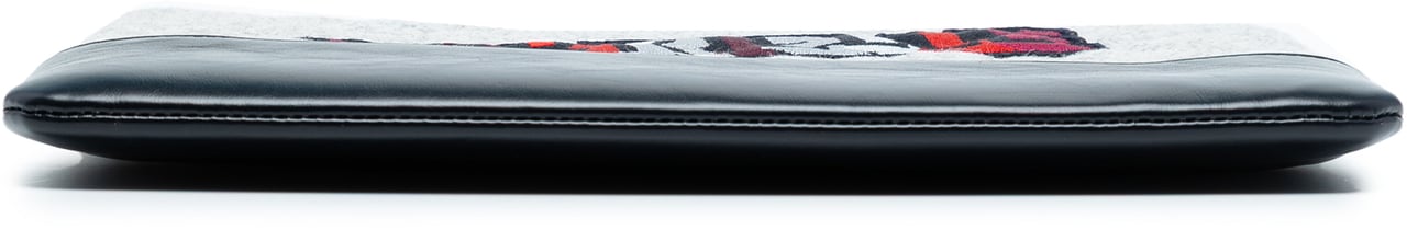 Chanel Medium Quilted Wool and Calfskin Gabrielle O Case Clutch Grijs