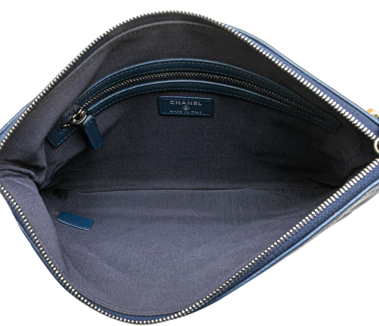 Chanel Medium Aged Calfskin Gabrielle O Case Clutch Blauw