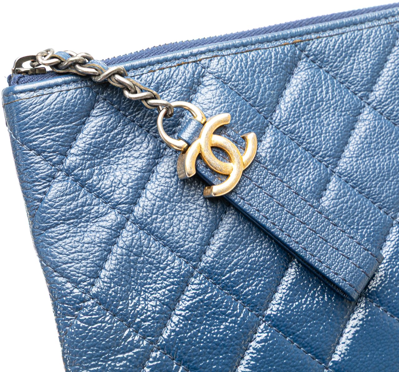 Chanel Medium Aged Calfskin Gabrielle O Case Clutch Blauw
