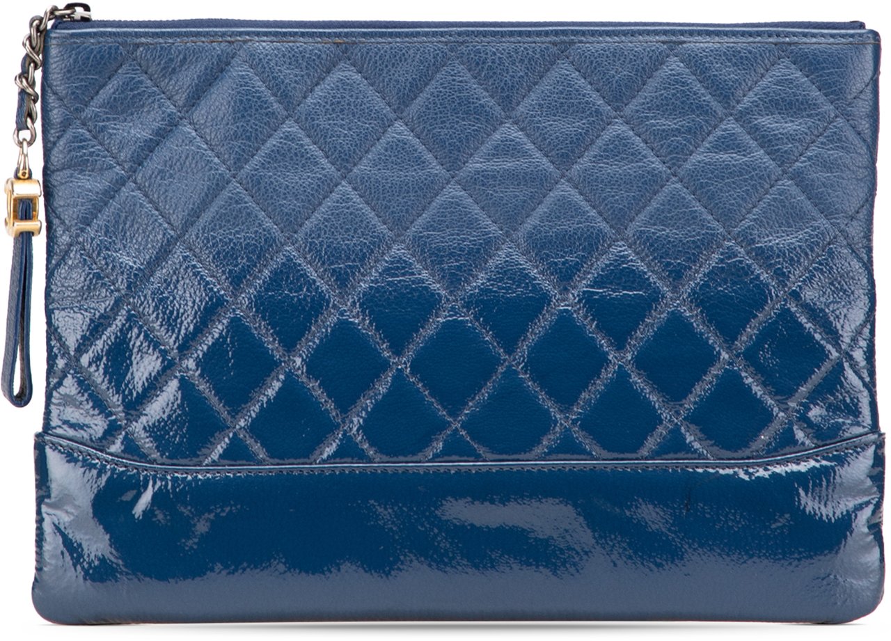 Chanel Medium Aged Calfskin Gabrielle O Case Clutch Blauw
