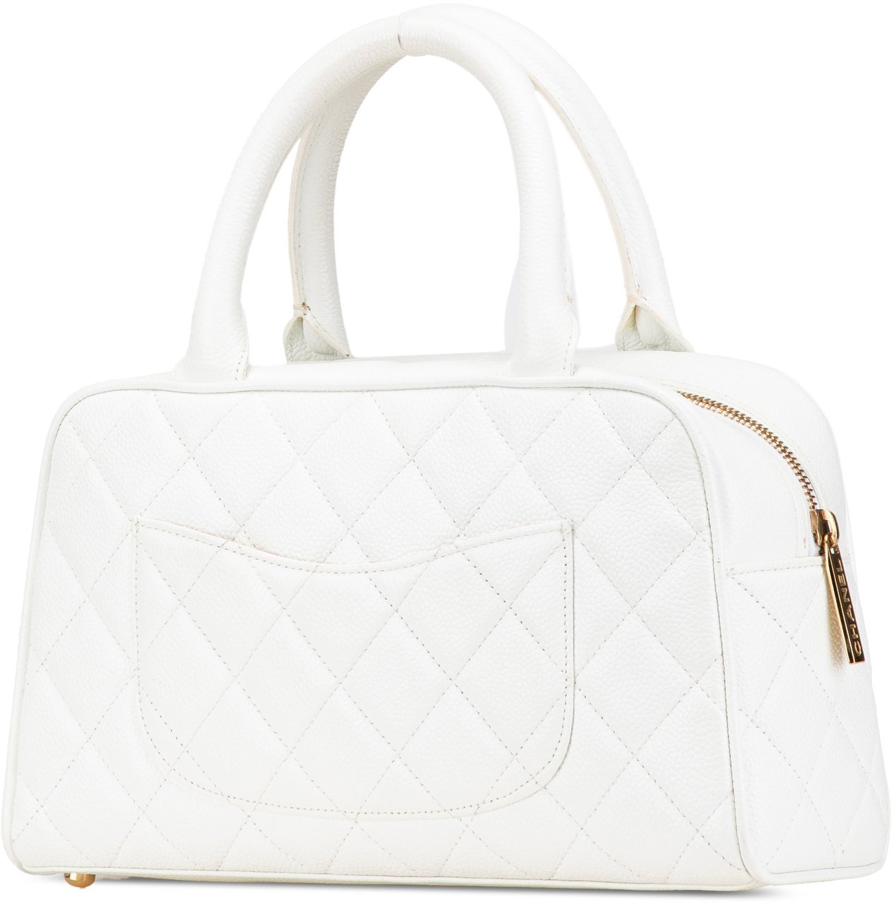 Chanel CC Quilted Caviar Bowling Bag Wit