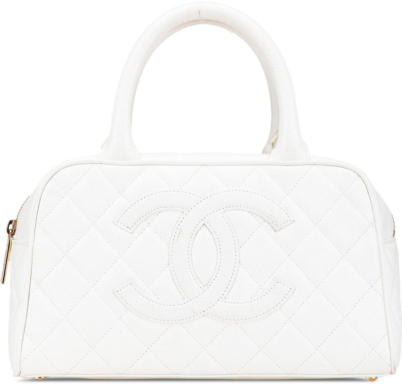 Chanel CC Quilted Caviar Bowling Bag Wit