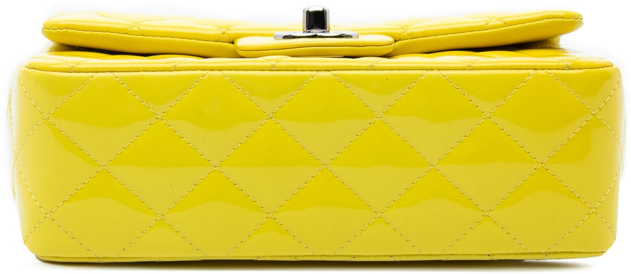 Chanel Mini Rectangular Classic Patent Single Flap Geel
