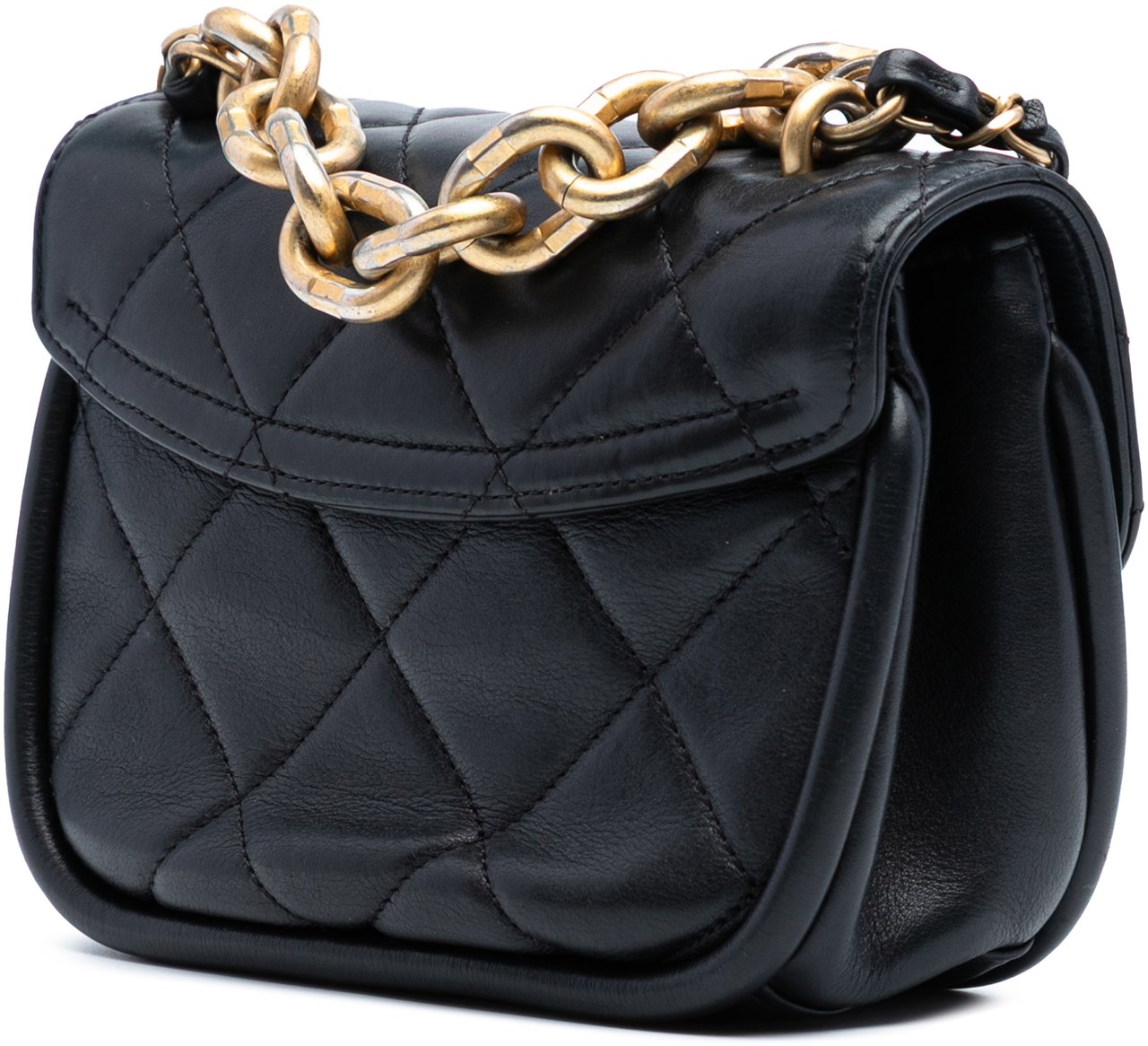 Chanel Mini Quilted Lambskin Chain Top Handle Flap Zwart