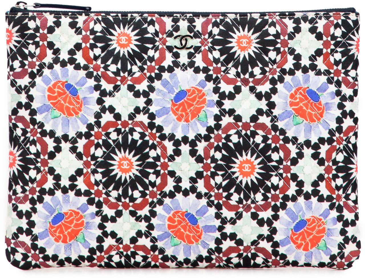 Chanel Paris Dubai Medium Printed Canvas Cosmetic Case Wit