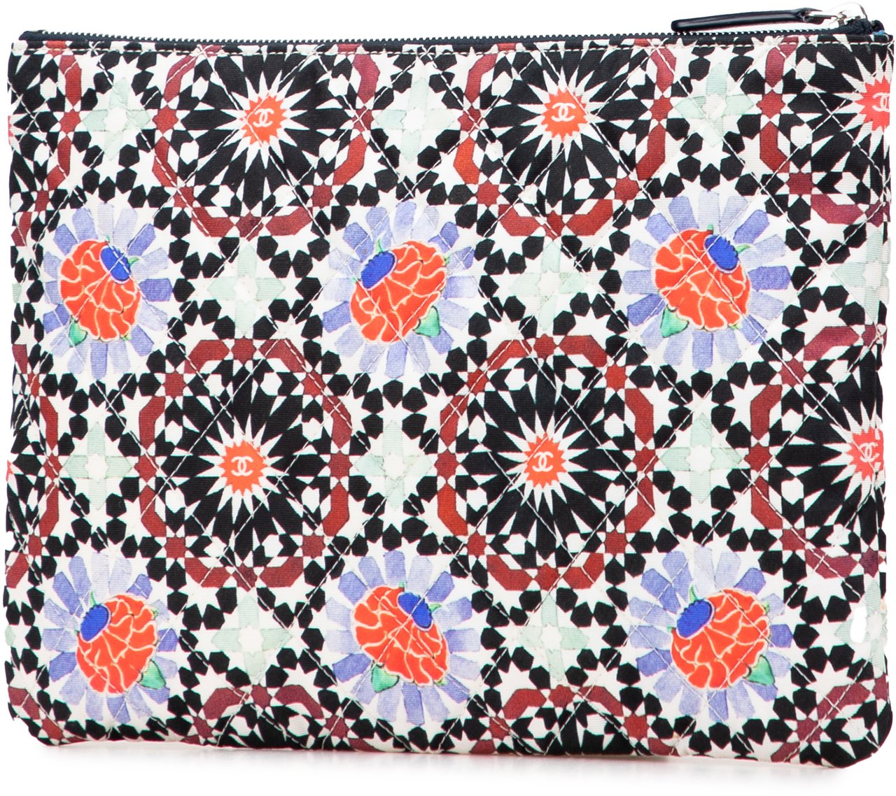 Chanel Paris Dubai Medium Printed Canvas Cosmetic Case Wit