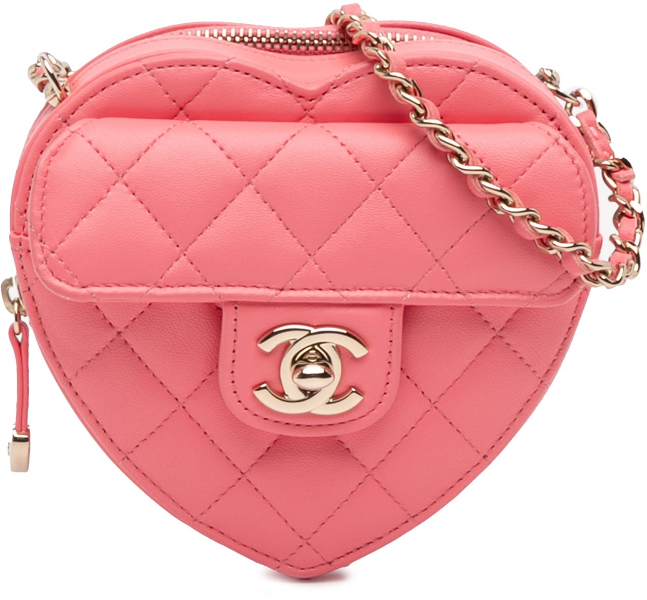 Chanel Mini Lambskin CC in Love Heart Crossbody Roze