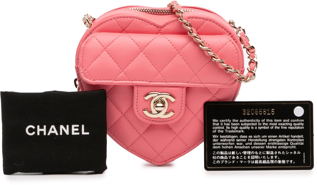 Chanel Mini Lambskin CC in Love Heart Crossbody Roze