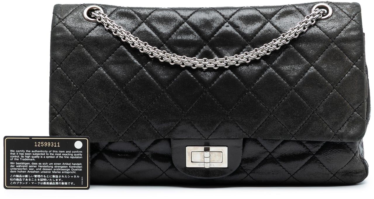 Chanel Iridescent Quilted Lambskin Reissue 2.55 Double Flap 227 Zwart