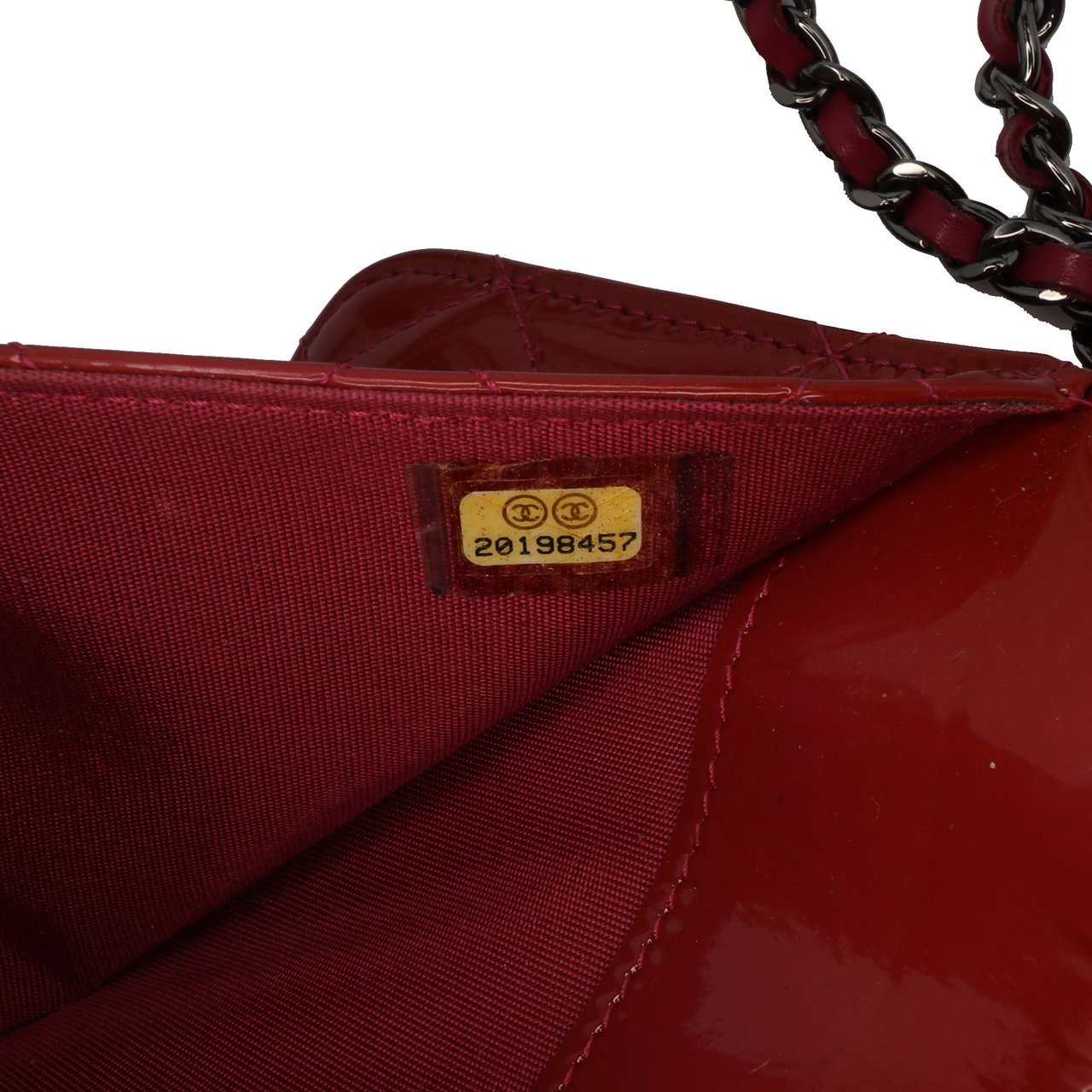 Chanel Quilted Patent Brilliant Wallet On Chain Rood