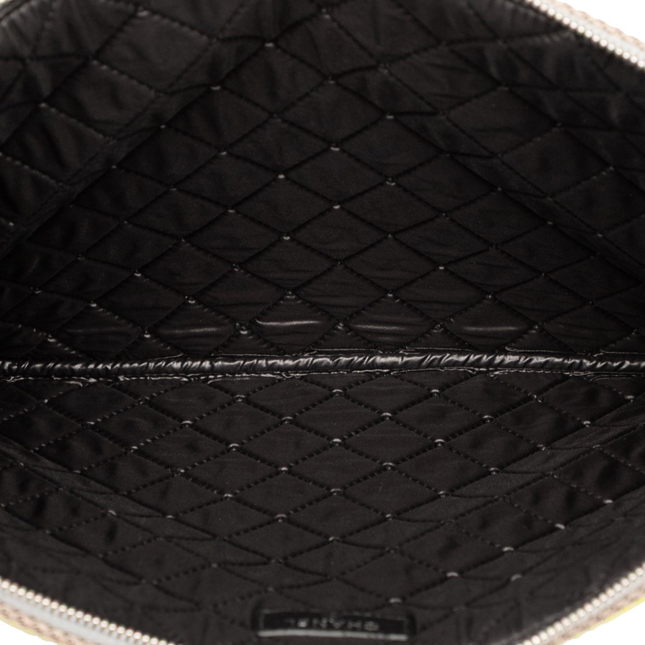 Chanel Large Quilted Nylon Fluo Boy O Case Clutch Zwart