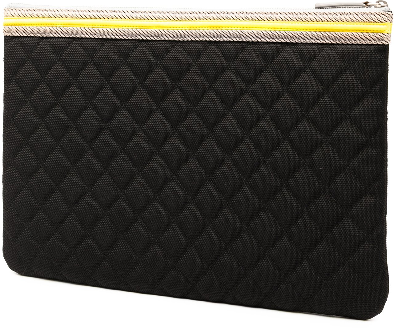 Chanel Large Quilted Nylon Fluo Boy O Case Clutch Zwart