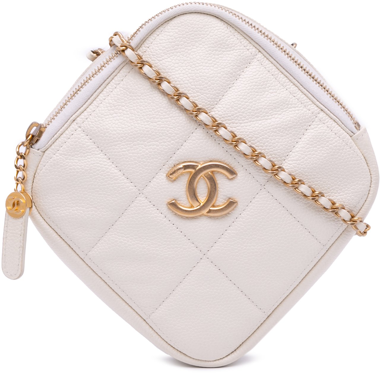 Chanel Quilted Caviar Diamond Clutch With Chain Wit