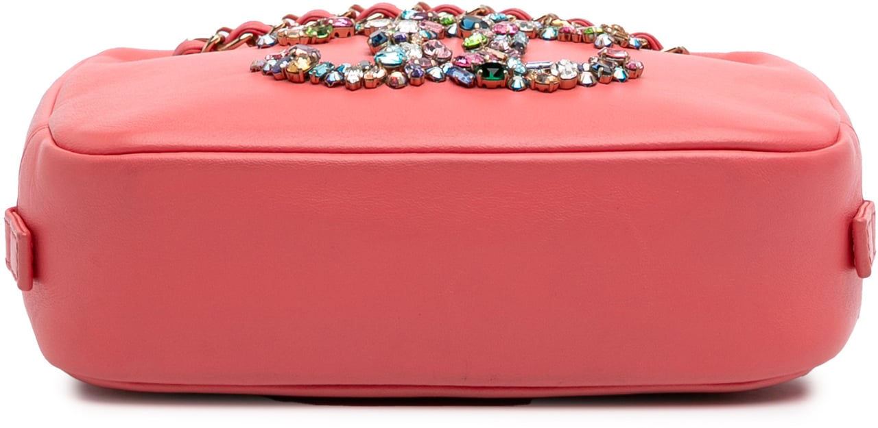 Chanel Lambskin Giant Crystal CC Camera Bag Roze