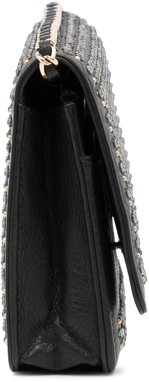 Chanel Studded Leather Wallet on Chain Zwart