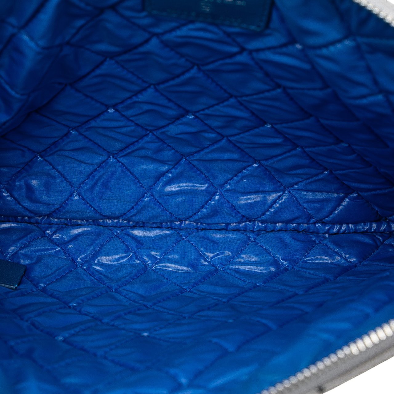 Chanel Medium Quilted Lambskin Data Center O Case Clutch Grijs
