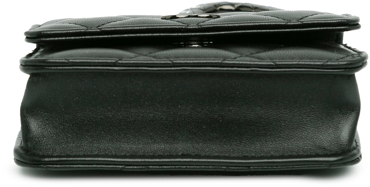 Chanel Quilted Lambskin So Black CC Hook Card Holder Zwart