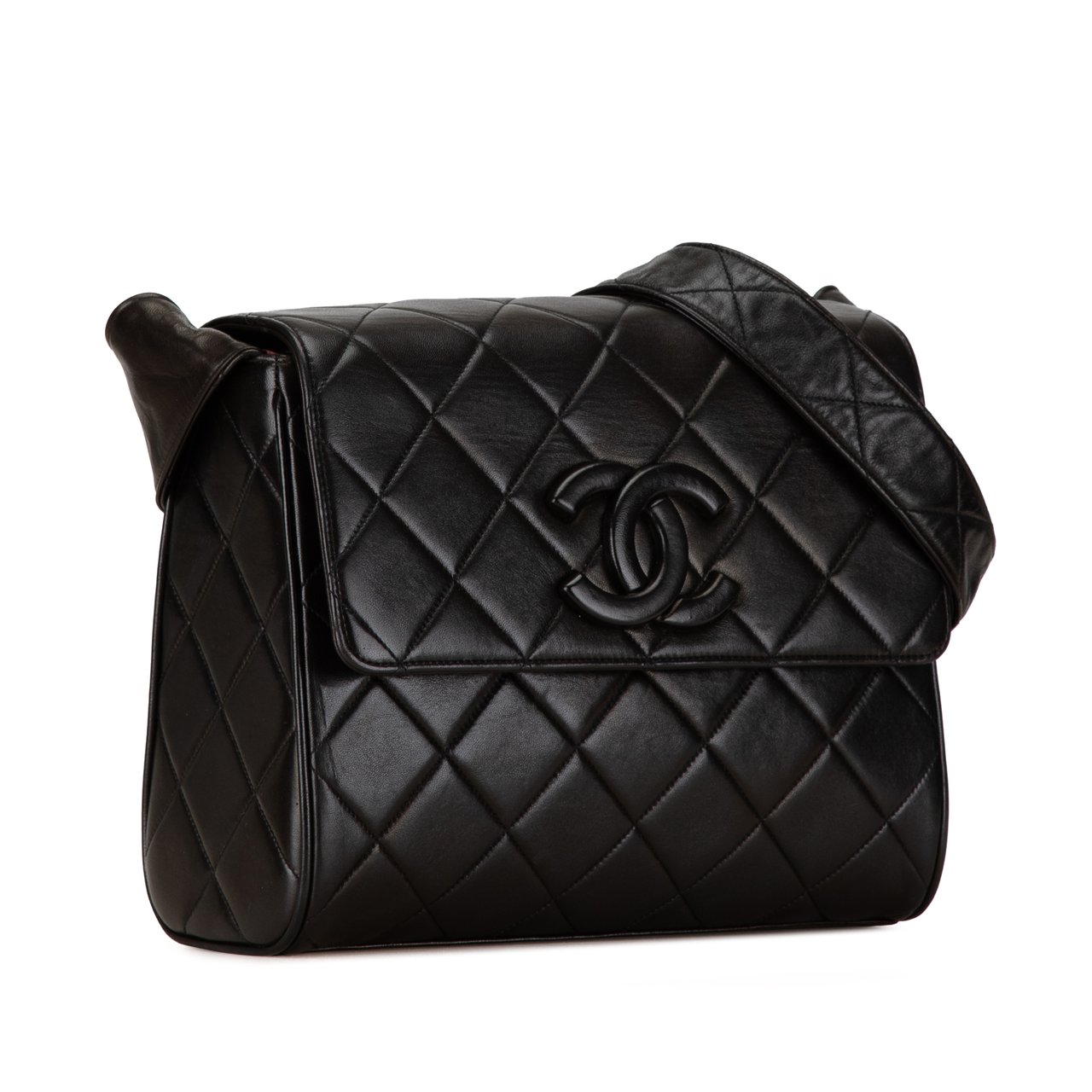 Chanel CC Quilted Lambskin Flap Zwart