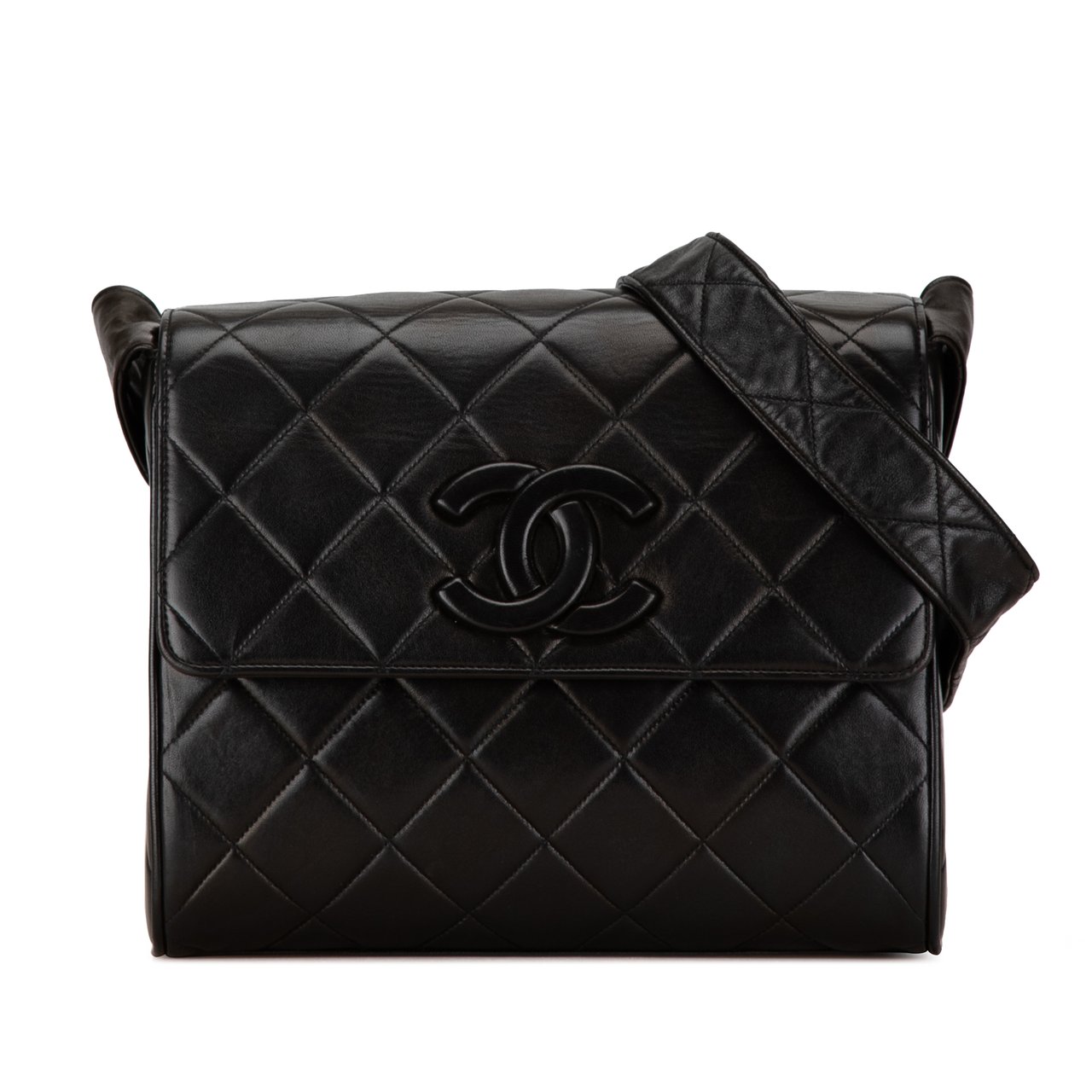 Chanel CC Quilted Lambskin Flap Zwart