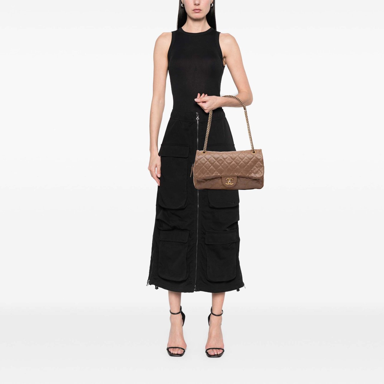 Chanel Large Quilted Caviar Shiva Flap Bruin