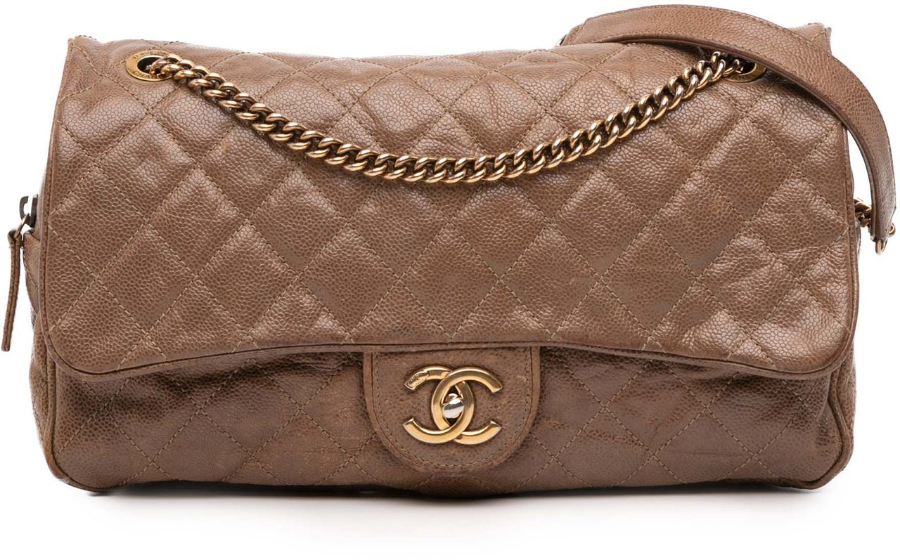 Chanel Large Quilted Caviar Shiva Flap Bruin