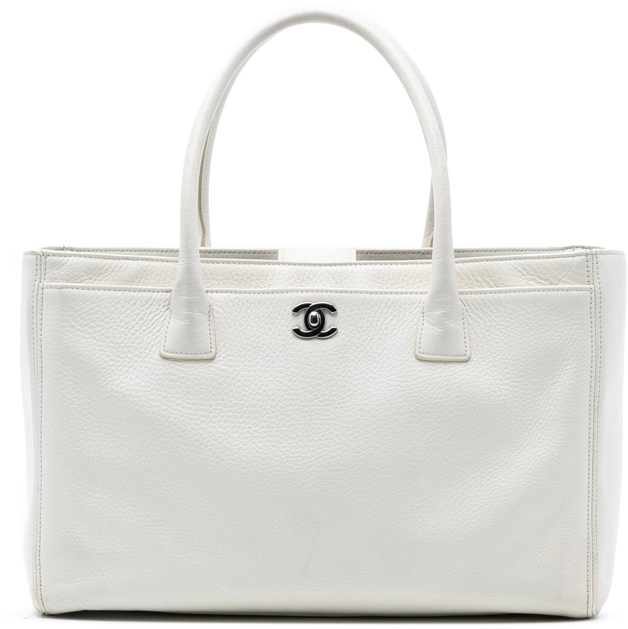 Chanel Medium Caviar Executive Cerf Tote Wit