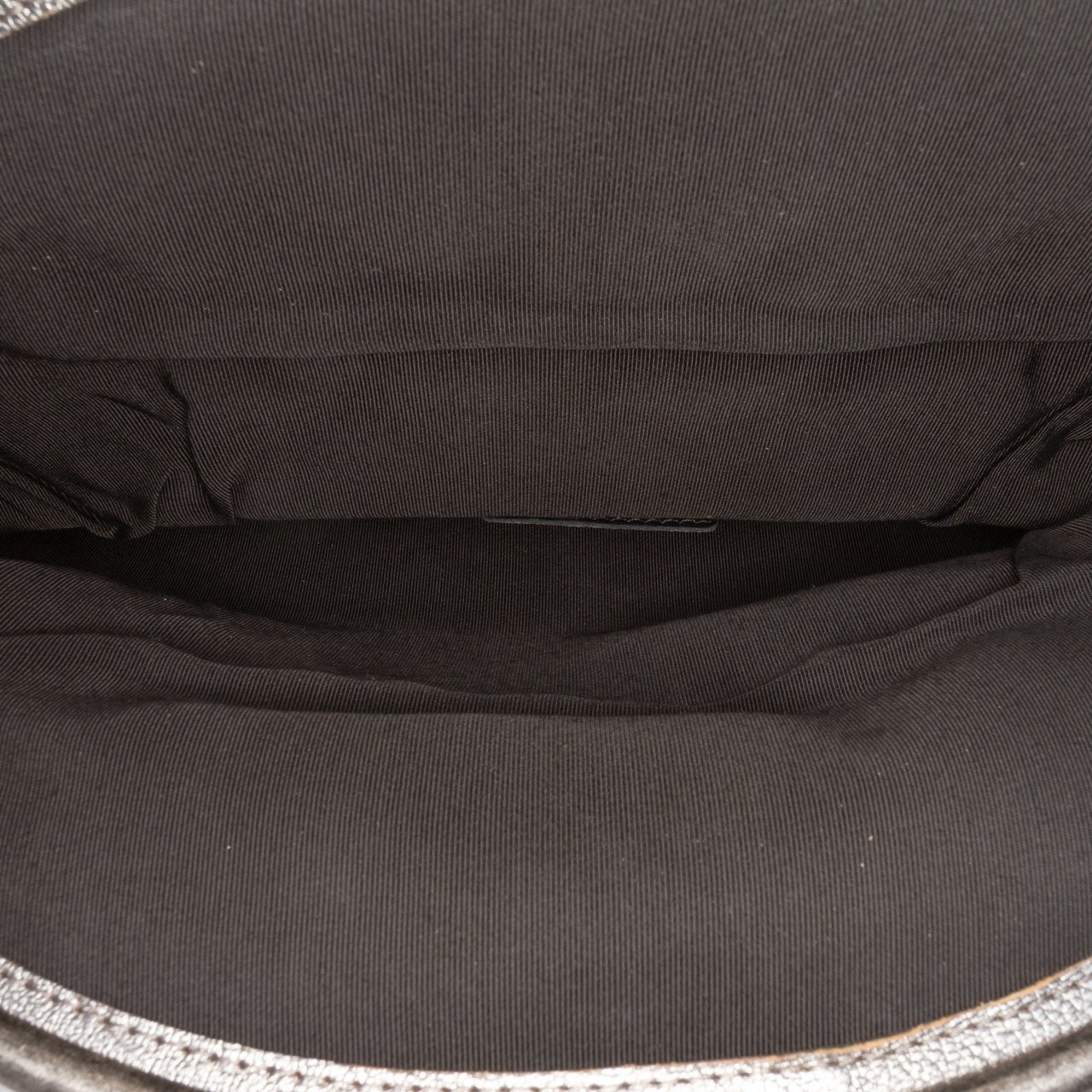 Chanel Quilted Metallic Goatskin Tabatiere Kisslock Foldover Clutch Zilver