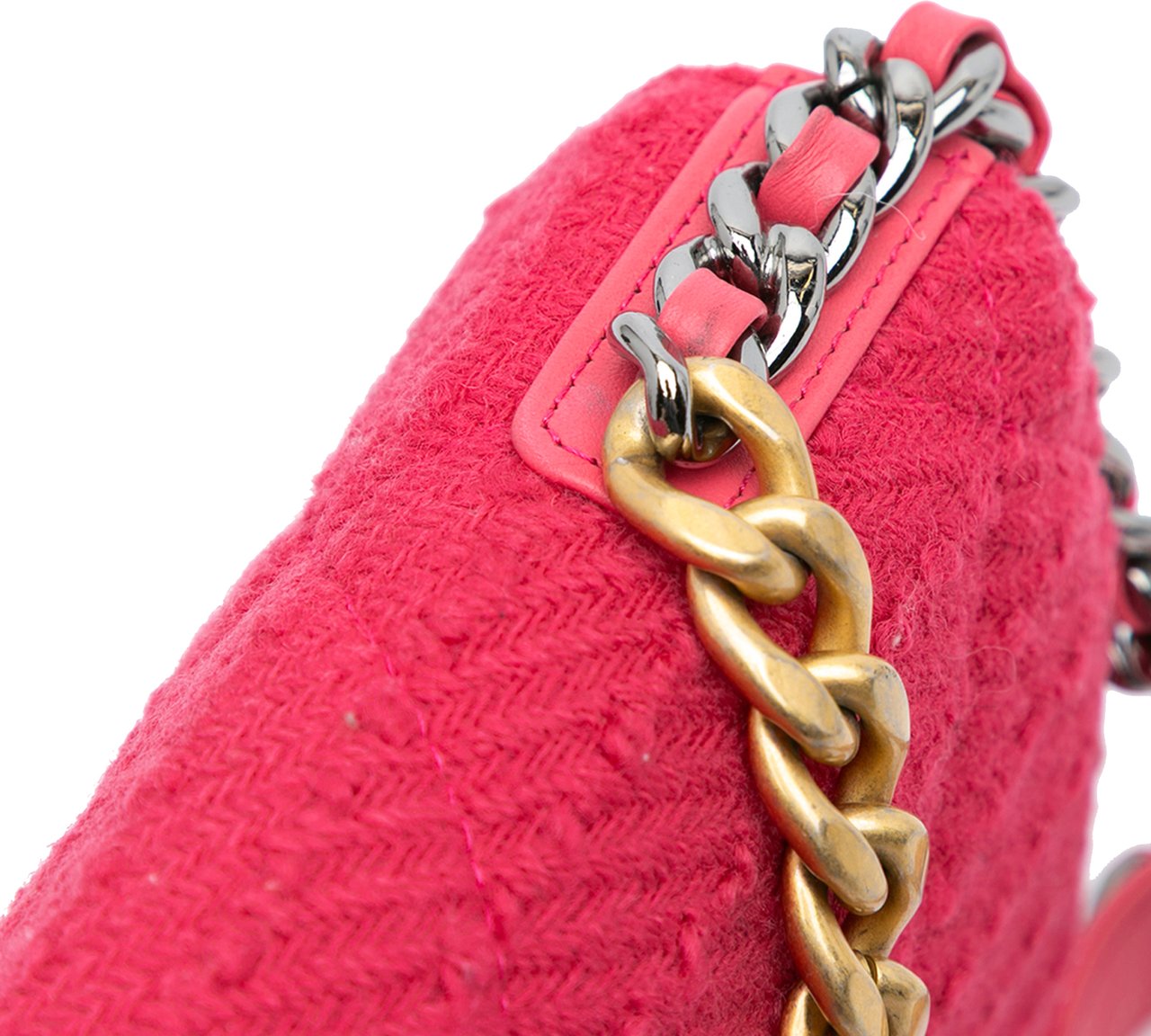 Chanel Tweed 19 Wallet On Chain Roze