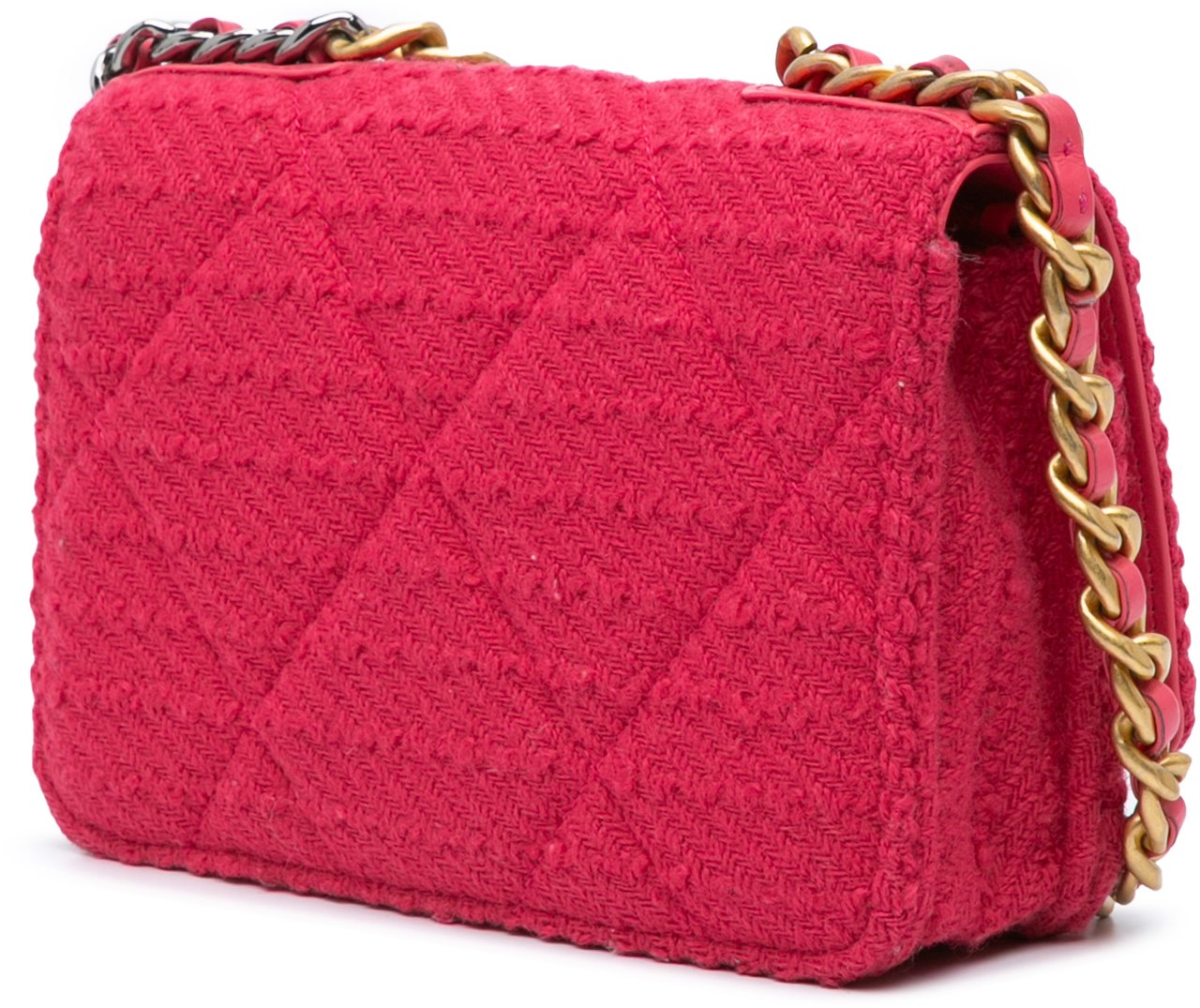 Chanel Tweed 19 Wallet On Chain Roze