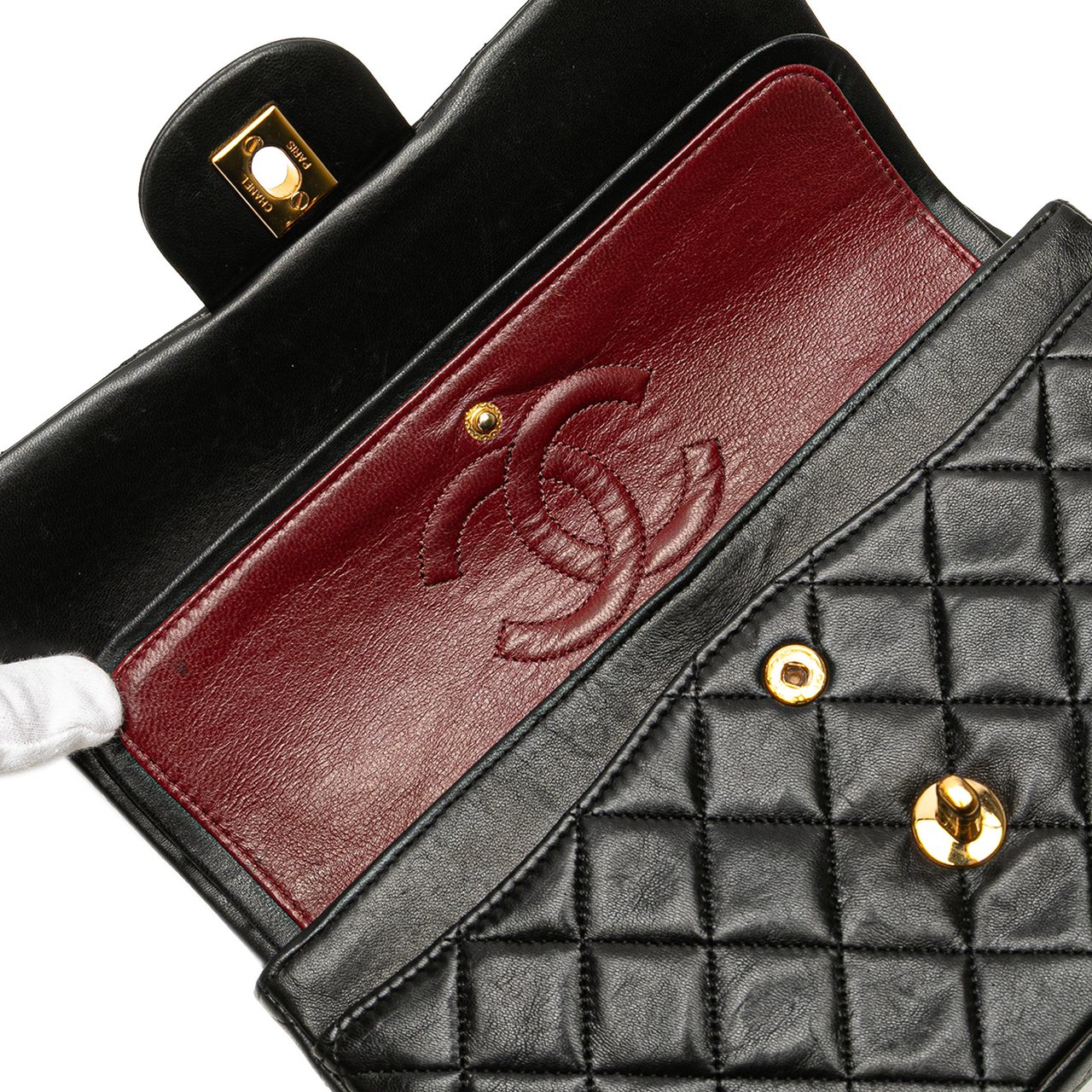 Chanel Small Classic Lambskin Double Flap Zwart