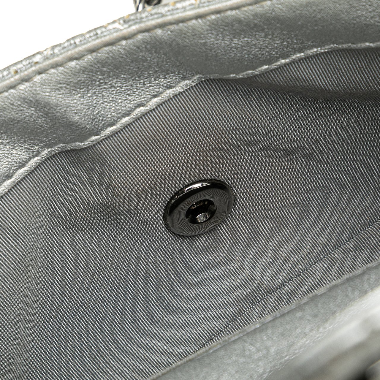 Chanel Mini Perforated Lambskin Punch Flap Zilver