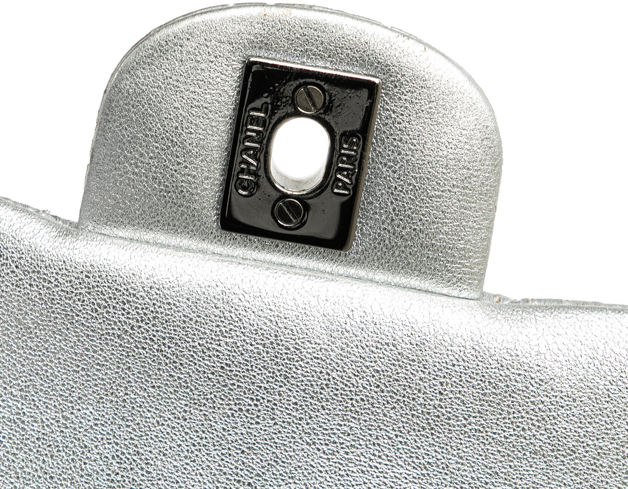 Chanel Mini Perforated Lambskin Punch Flap Zilver