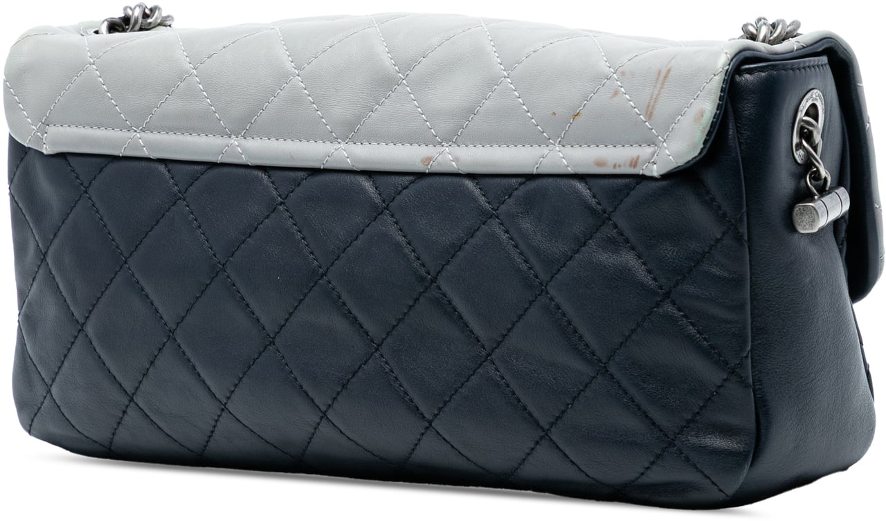 Chanel Large Tricolor Quilted Lambskin Country Chic Flap Blauw