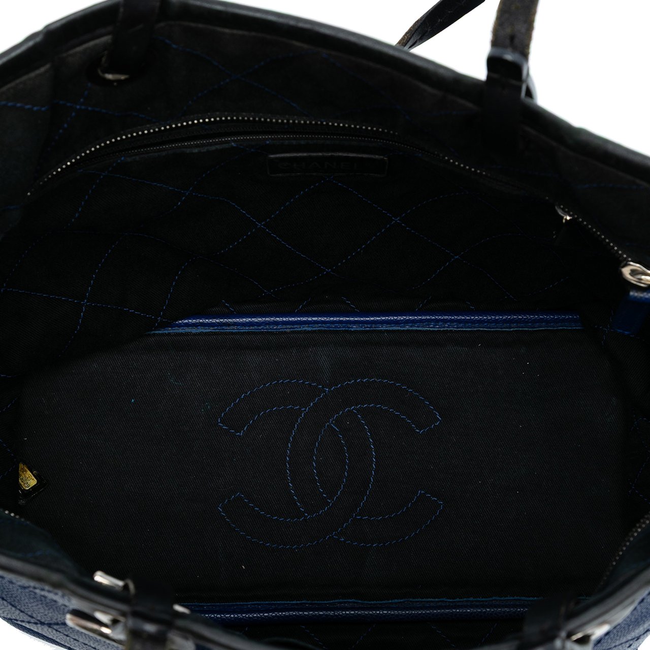 Chanel Quilted Caviar Shopping Fever Tote Blauw