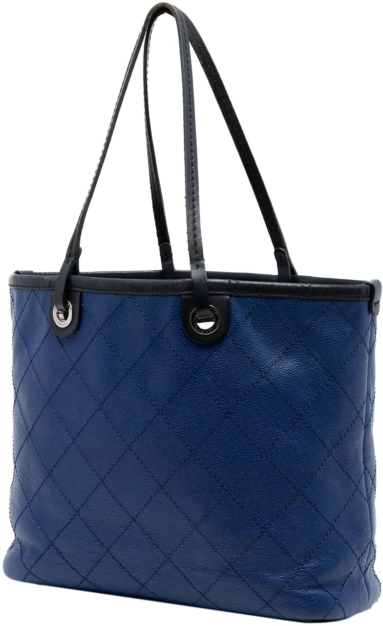 Chanel Quilted Caviar Shopping Fever Tote Blauw