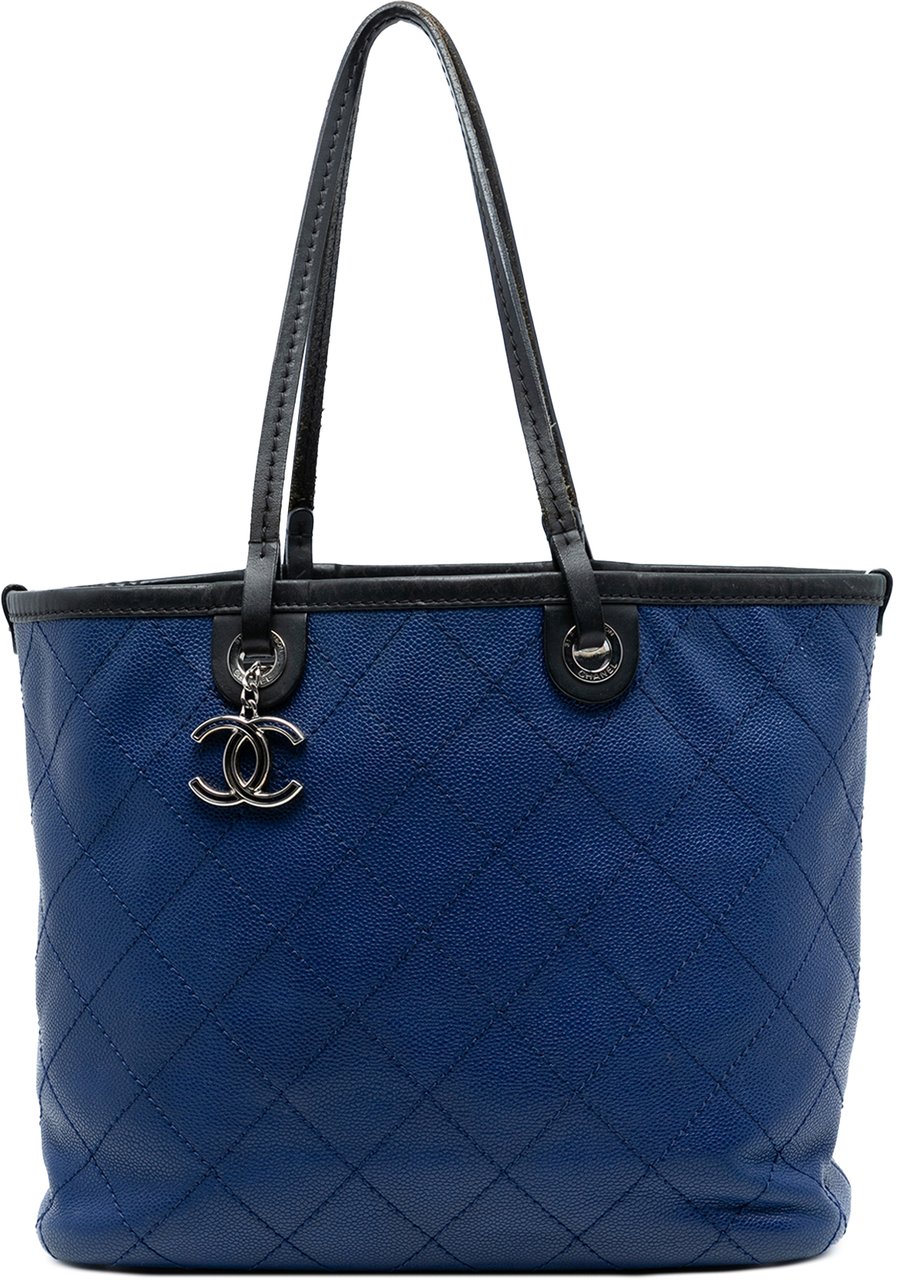 Chanel Quilted Caviar Shopping Fever Tote Blauw