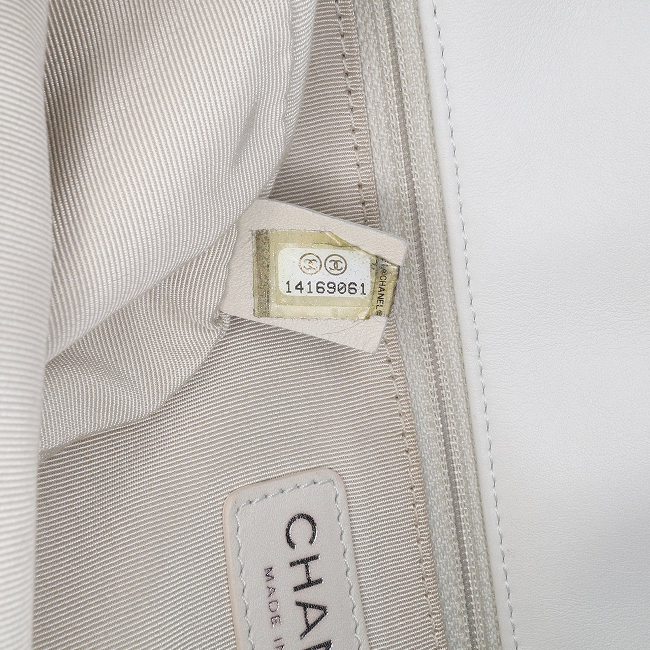 Chanel Jumbo Calfskin Canebiers Net Flap Wit
