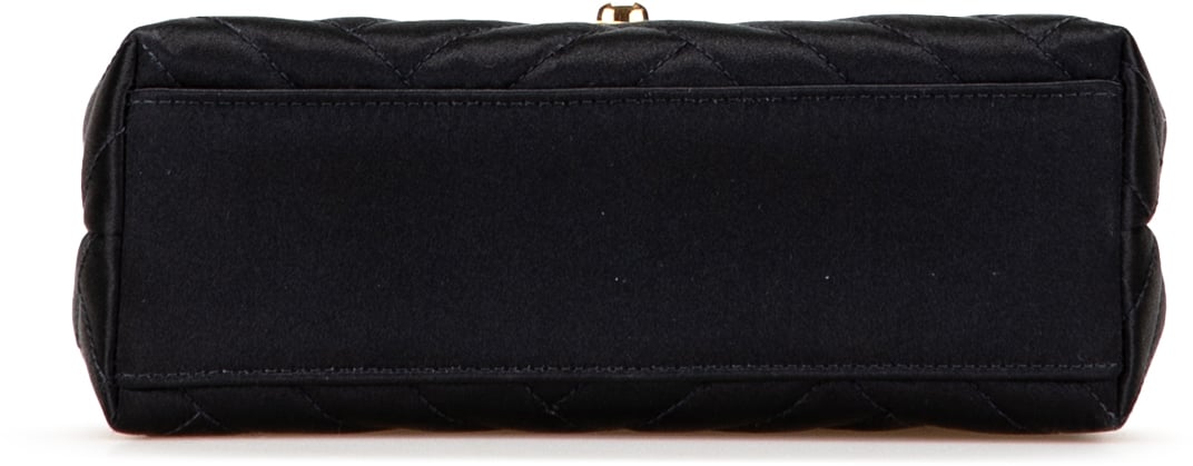 Chanel Mini Square Diagonal Quilted Satin Single Flap Zwart
