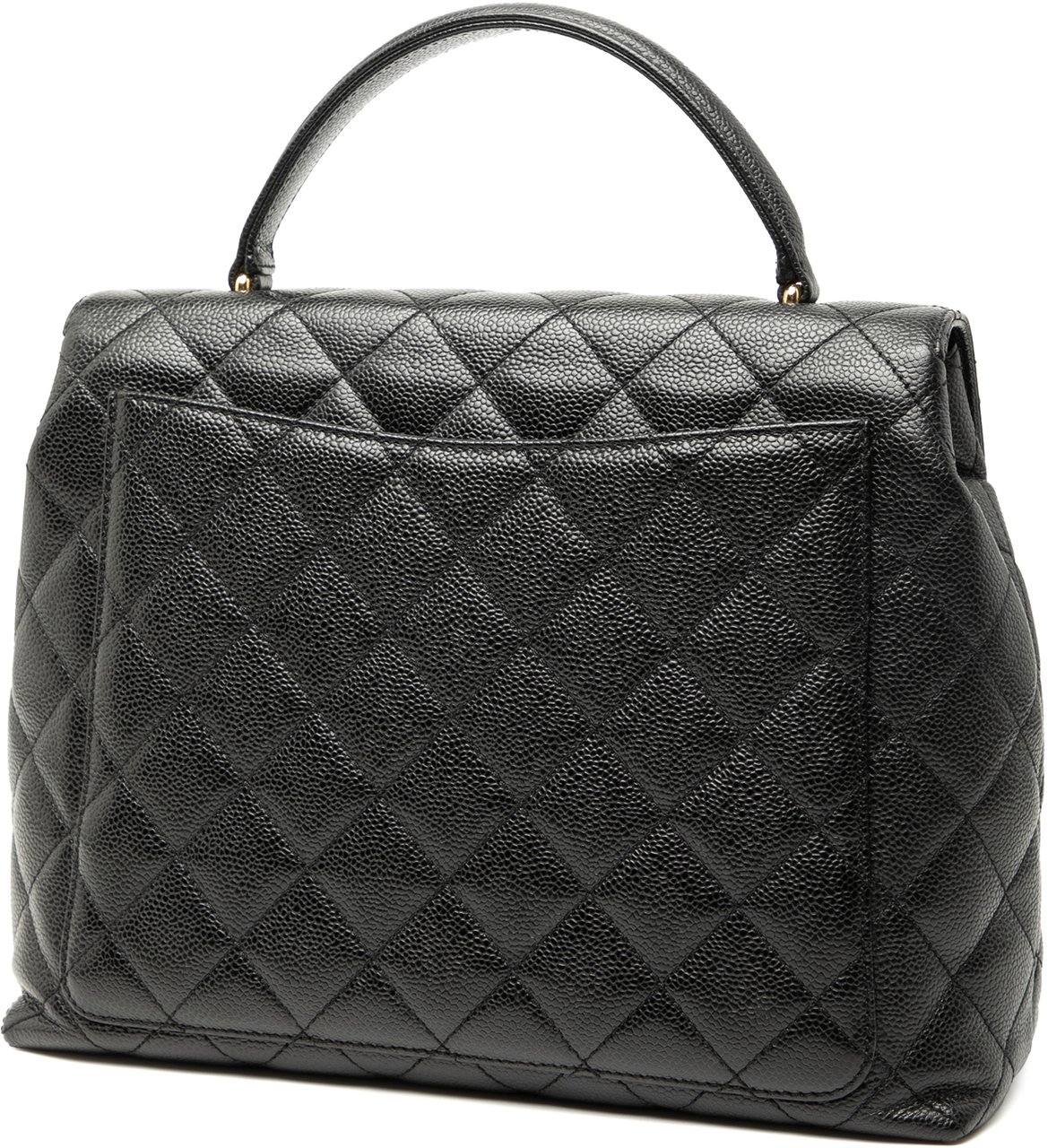 Chanel CC Quilted Caviar Kelly Top Handle Bag Zwart