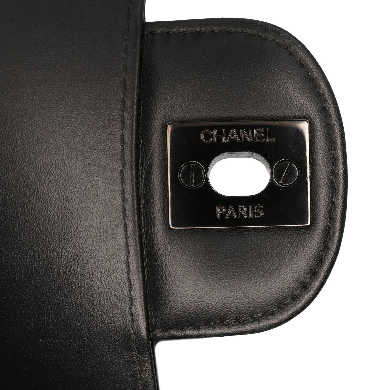 Chanel Mini Square Classic Patent So Black Single Flap Zwart