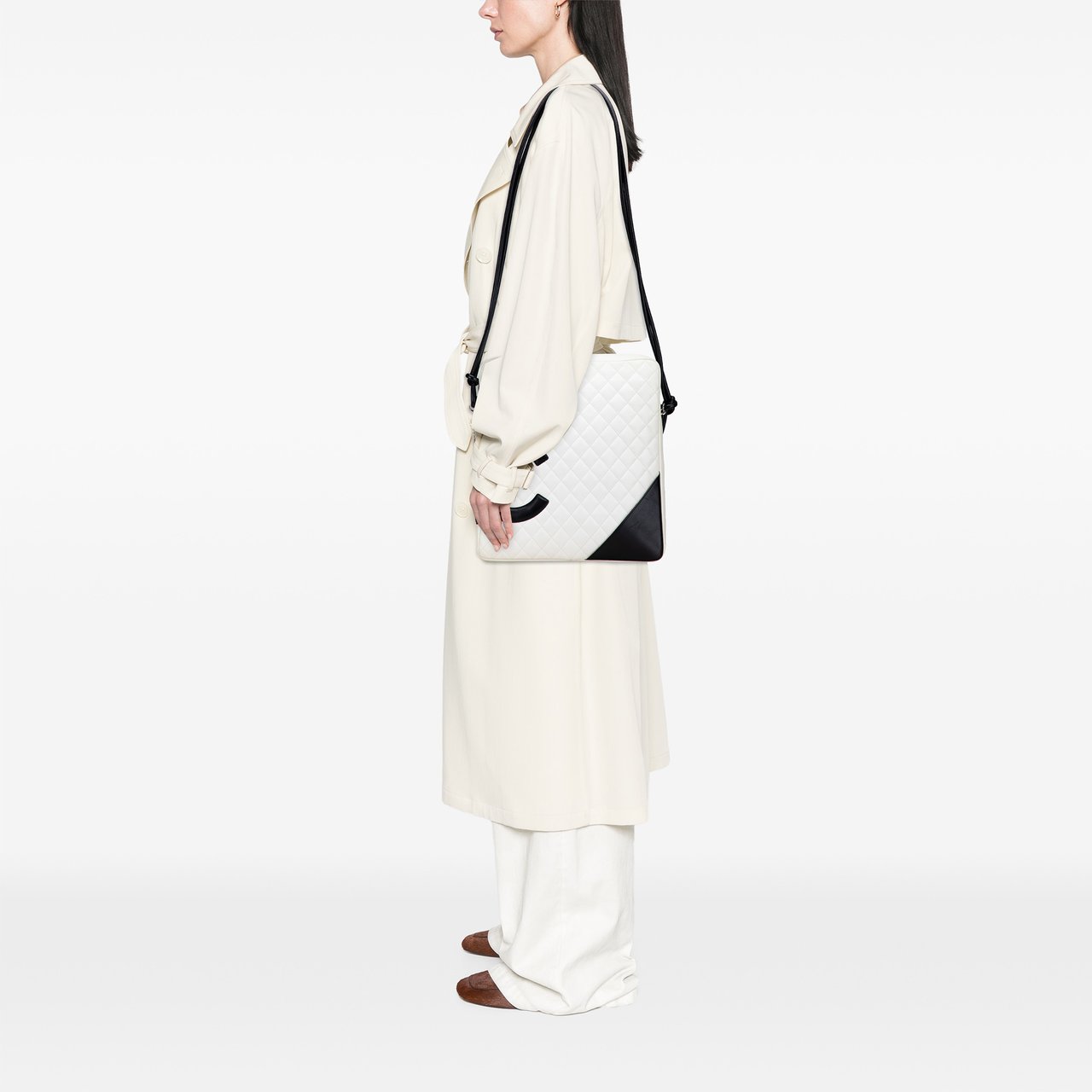 Chanel Maxi Lambskin Cambon Ligne Crossbody Wit