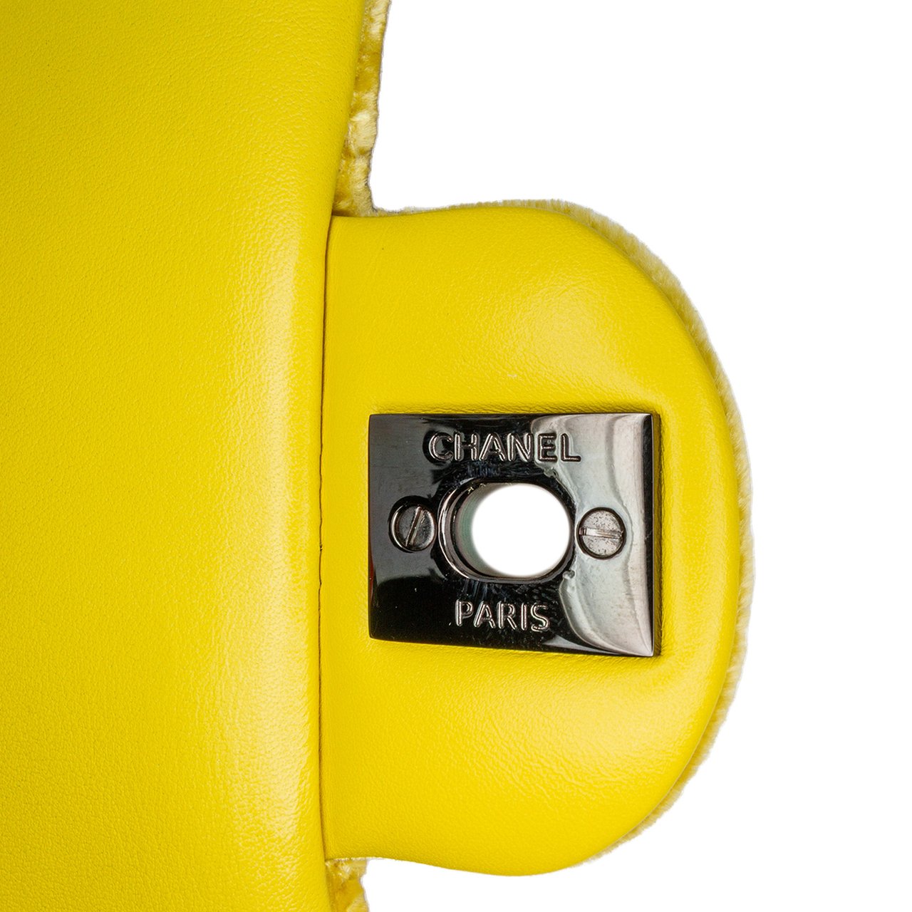 Chanel Mini Rectangular Classic Velvet Single Flap Geel
