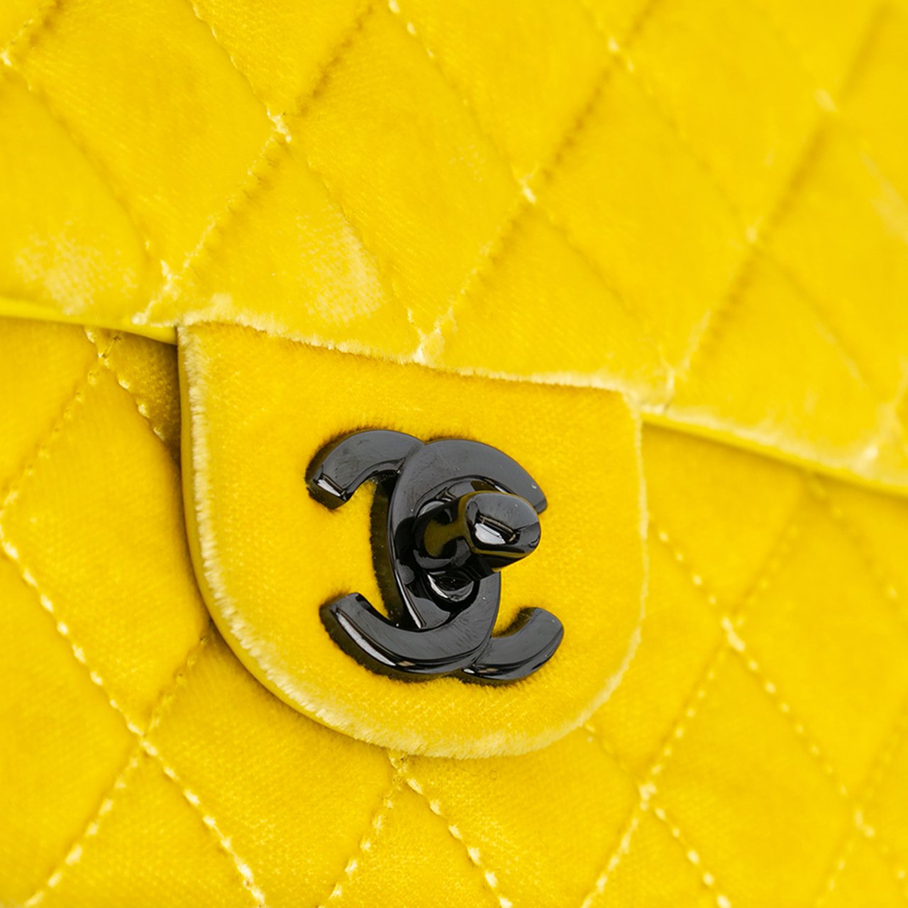 Chanel Mini Rectangular Classic Velvet Single Flap Geel